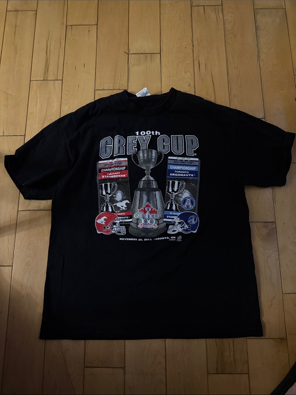 Men's Black 100th Grey Cup Graphic Tee